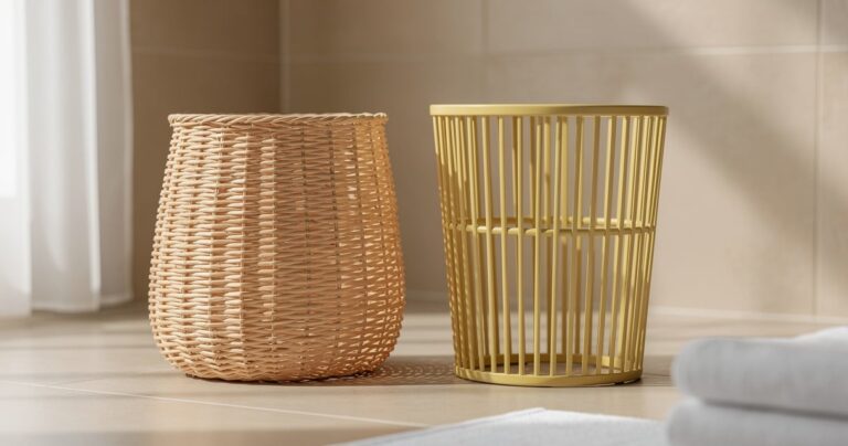 Comparaison entre un panier à linge en rotin et un panier en bambou