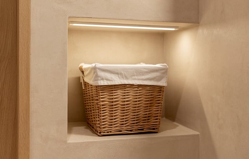 Tendances rangement linge 2026 : des matériaux naturels au premier plan